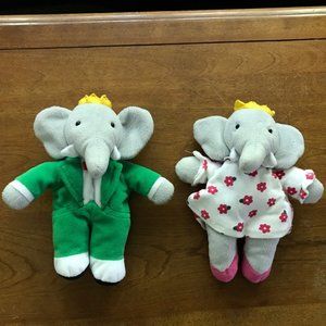 GUND Vintage BABAR 8”  + QUEEN CELESTE plush bean